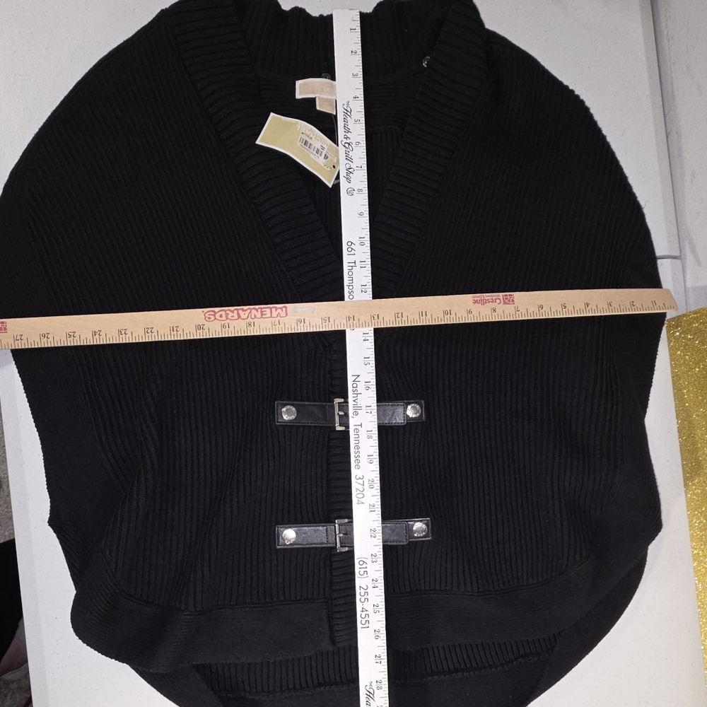 Michael Kors Black Sweater Open Sleeves Buckle Strap Accents Size 1X NWT - Picture 13 of 16
